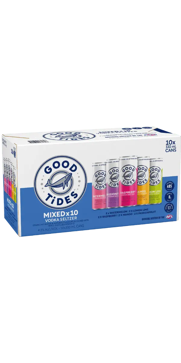 Good Tides Vodka Seltzer Mixed 10 Pack 330ml Bayfields Liquor Superstore