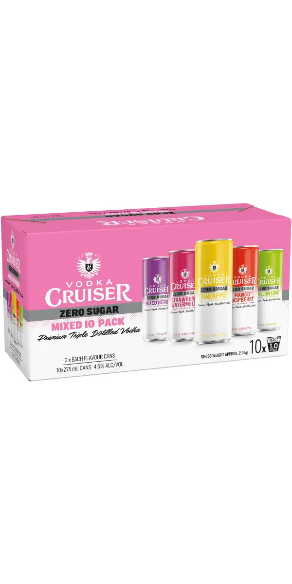 Vodka Cruiser Free Zero Sugar Mixed 10 Pack Bayfields Liquor Superstore